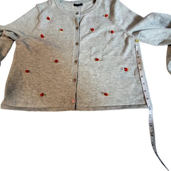 Wild Fable Heather Gray Button-Up Cardigan   Size Large  With Rose Embroidery - Picture 5 of 11